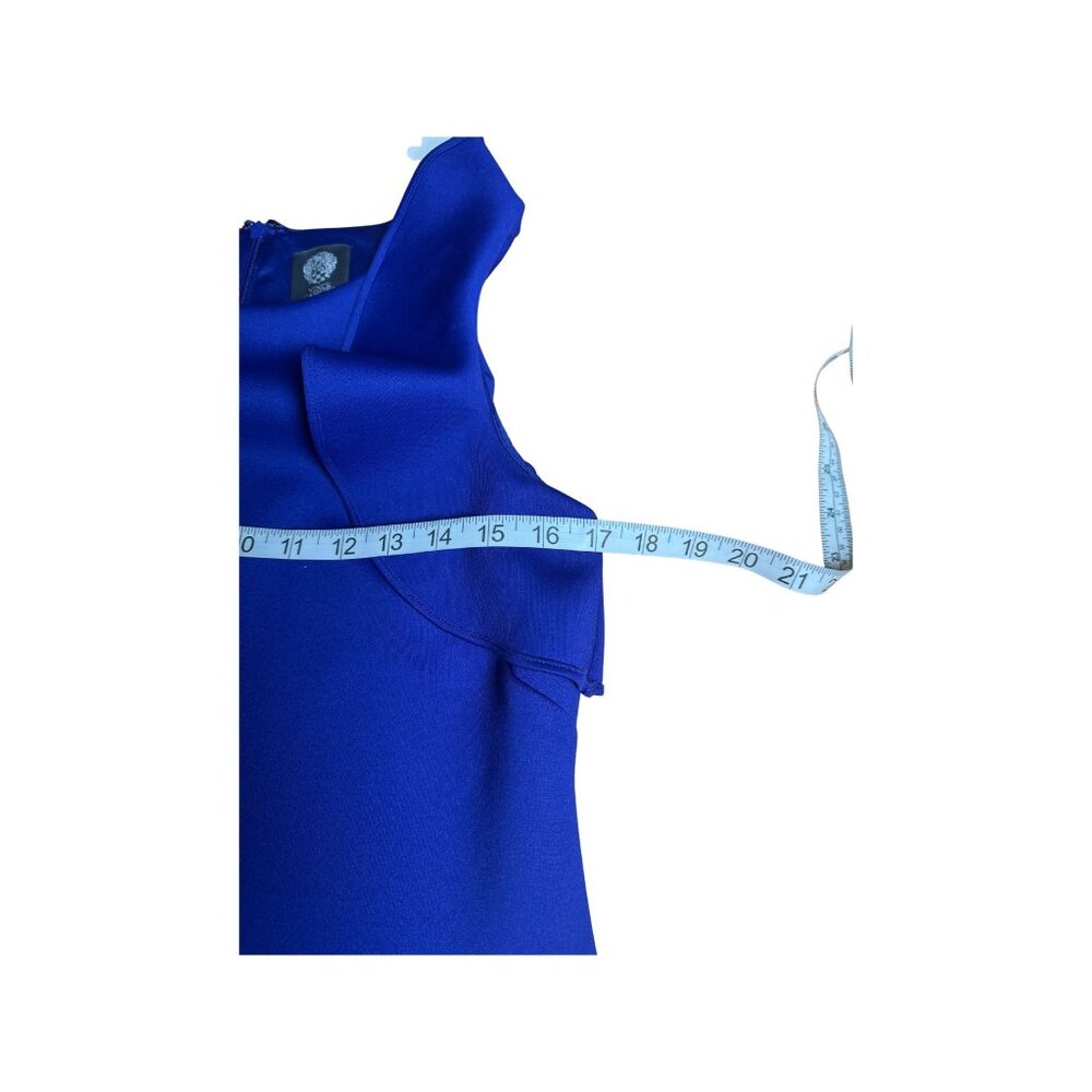 Vince Camuto Royal Blue Sleeveless Ruffle Scuba Sheath Cocktail Dress Size 8 - Picture 6 of 8